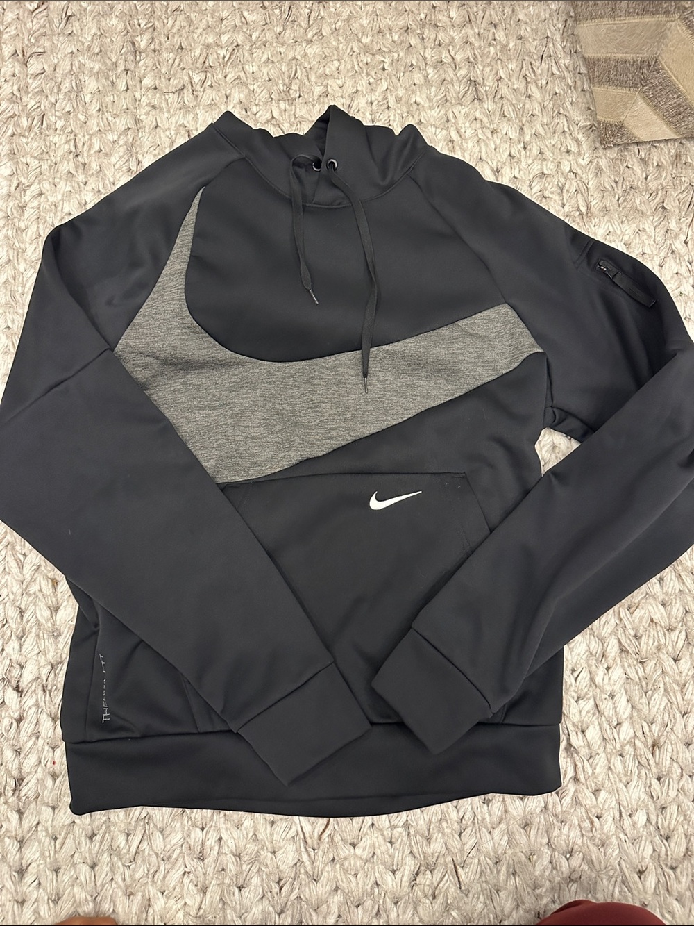Nike Men’s Black & Gray Hoodie with Grey Swoosh